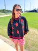 Mary Square | Millie Football Sweatshirt in Red & Black