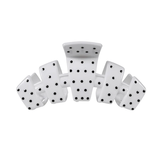 Teleties | Classic White Polka Dot Party Medium Claw Clip