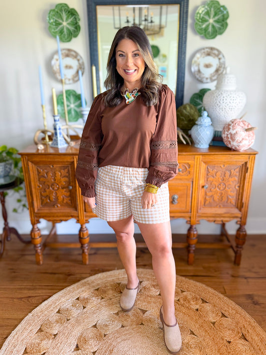 Adrienne | Faye Shorts in Biscuit Gingham