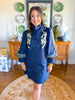 Golden Panther Dress in Navy