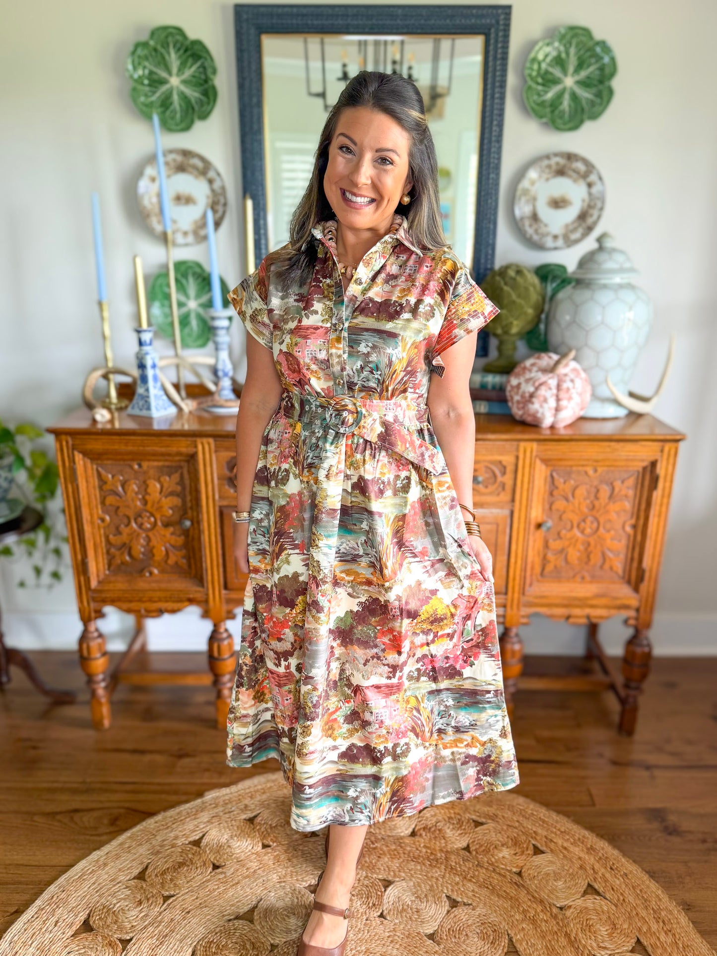 Painted Countryside Midi Dress