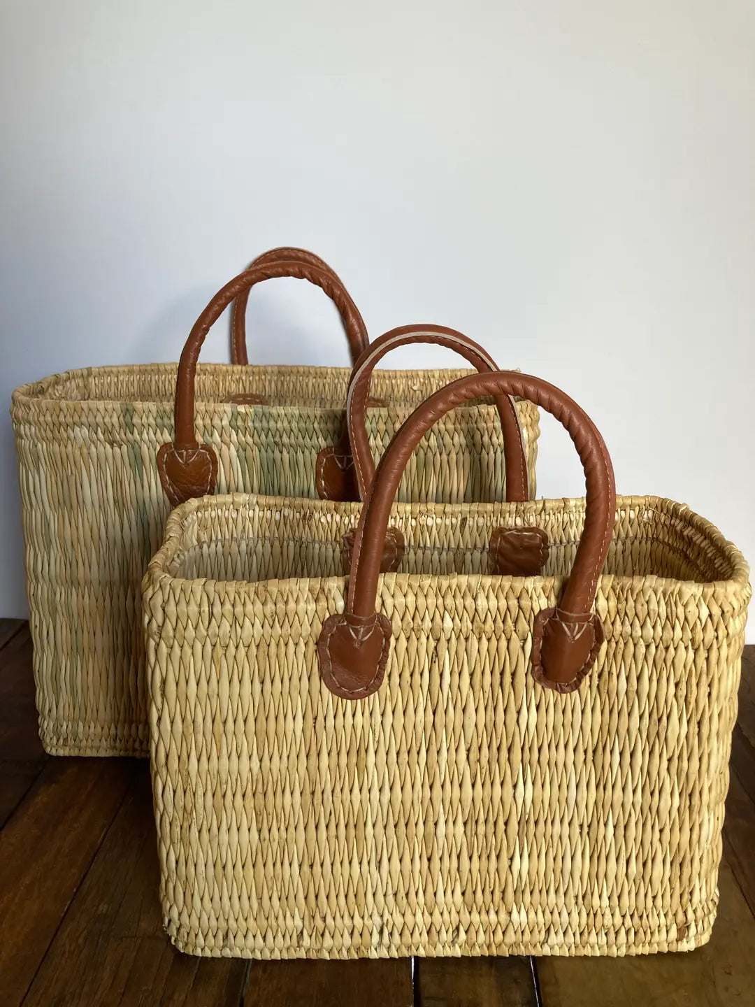 Straw Short Handled Tote - Large