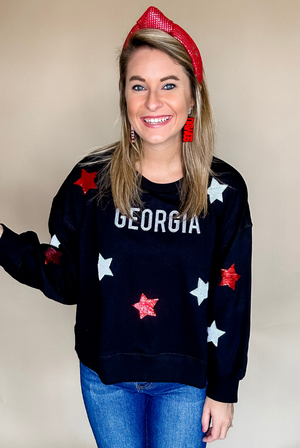 Stars Over Georgia Sweatshirt in Black