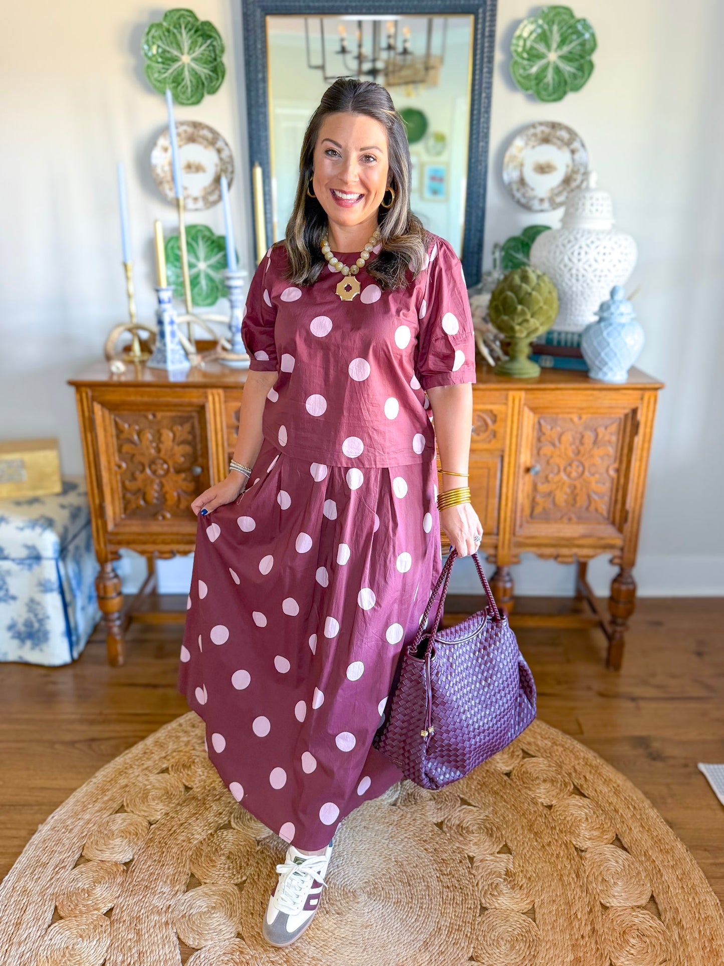 Burgundy & Blush Dot Set