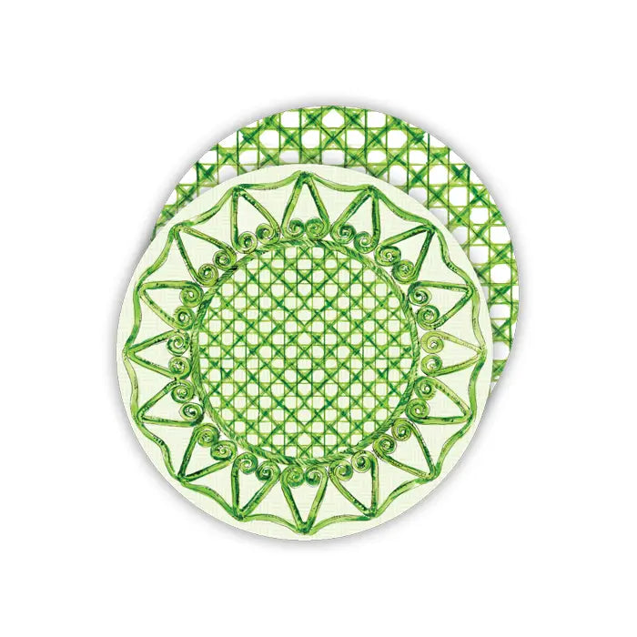 Handpainted Swirls Lattice Pattern Round Coaster