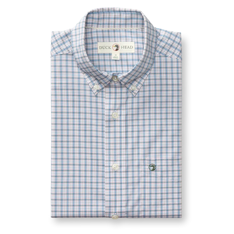 Duck Head | LS Performance Poplin Sport Button Down in Midnight Teal