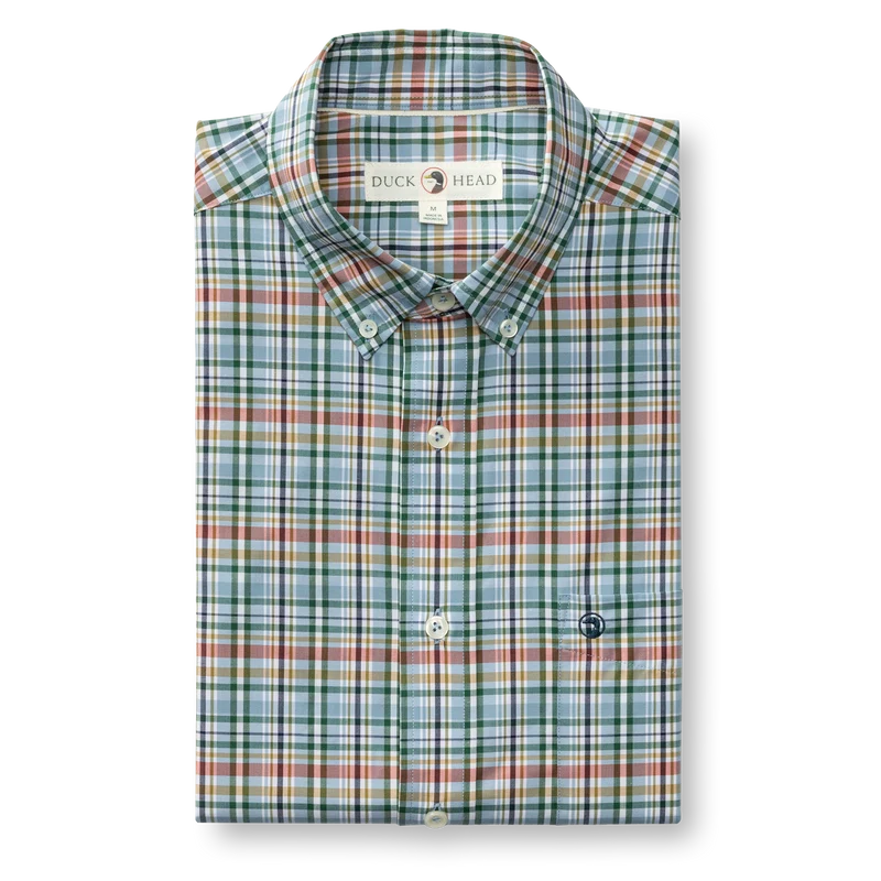 Duck Head | LS Performance Poplin Sport Button Down in Windblown Sky