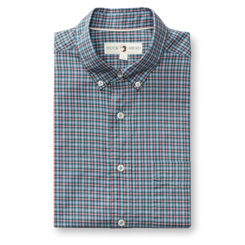 Duck Head | LS Cotton Twill Joyner Plaid Button Down in Weathered Rose