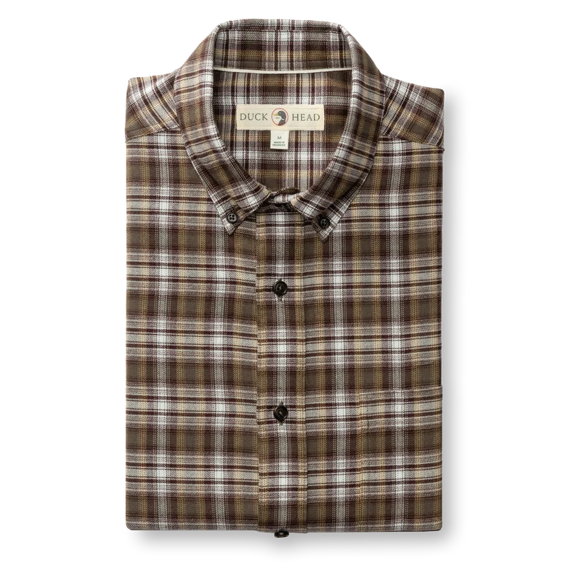 Duck Head | LS Cotton Flannel Sport Shirt in Crocodile Brown