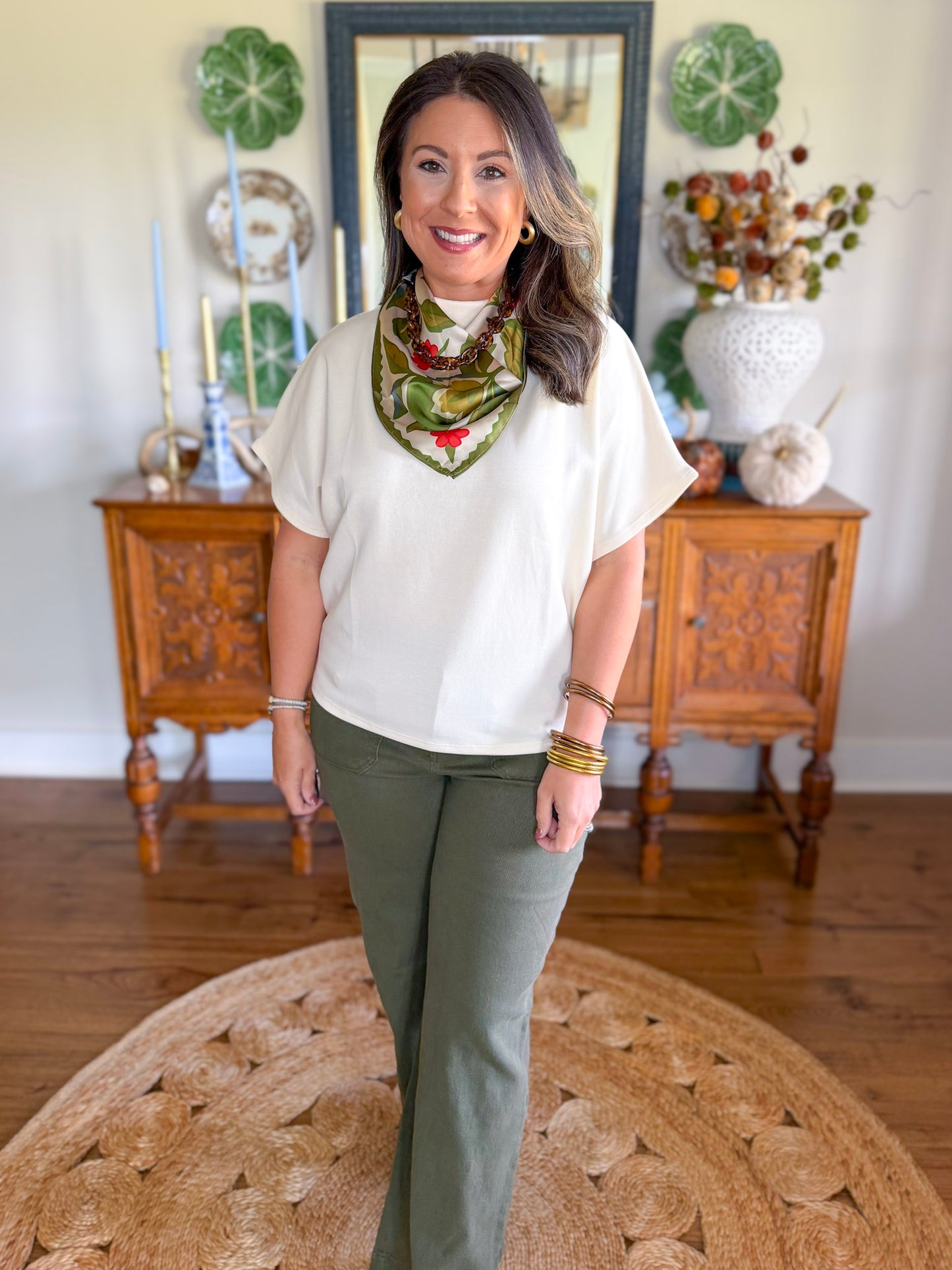 Arden Mock Neck Top in Ivory