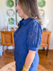 Langley Eyelet Mini Dress in Navy