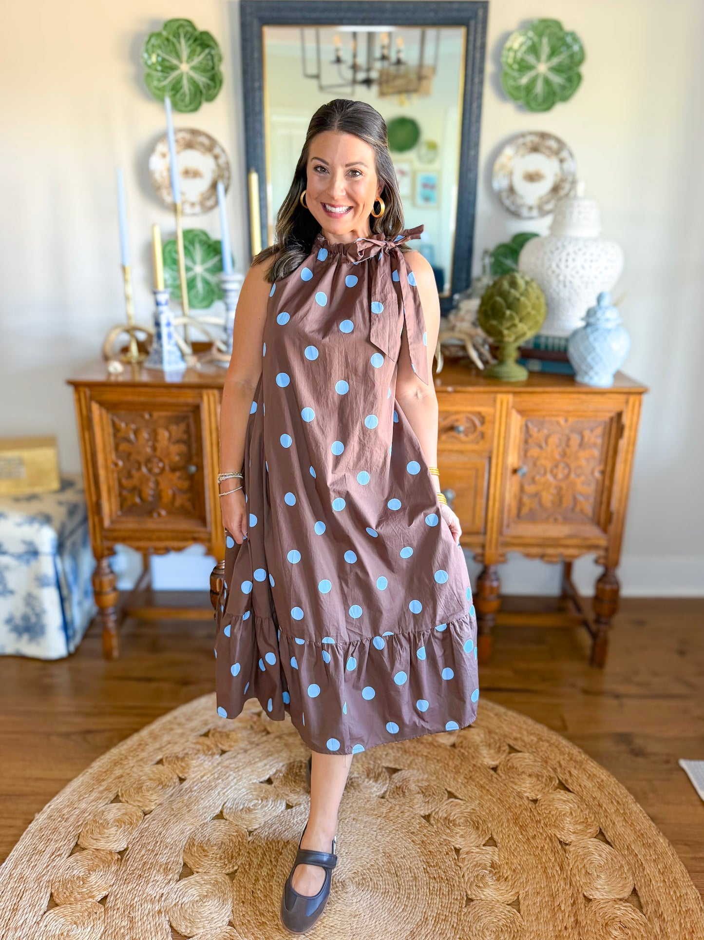 Brown Sugar Halter Dot Dress