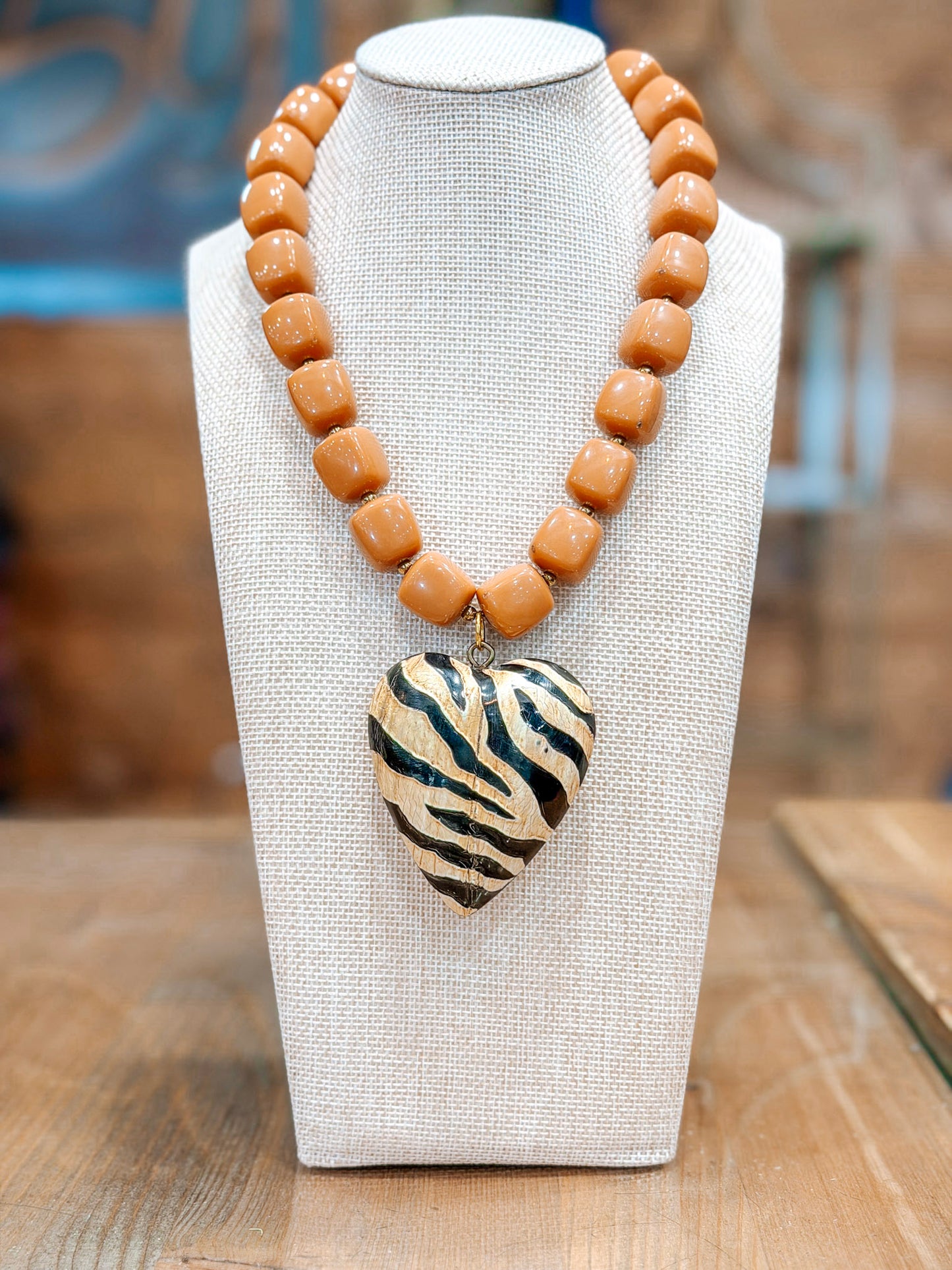 Hart Designs | Zebra Pendant Necklace in Tan