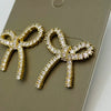 Delicate CZ Gold Bow Earrings