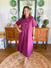 Merlot Button Shift Dress