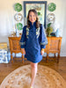 Golden Panther Dress in Navy