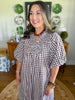 Cottage Gingham Midi Dress in Chocolate