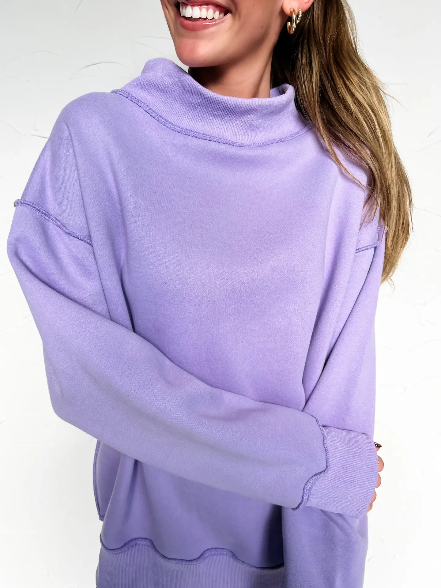 Callie Mock Neck Sweatshirt in Lavendar