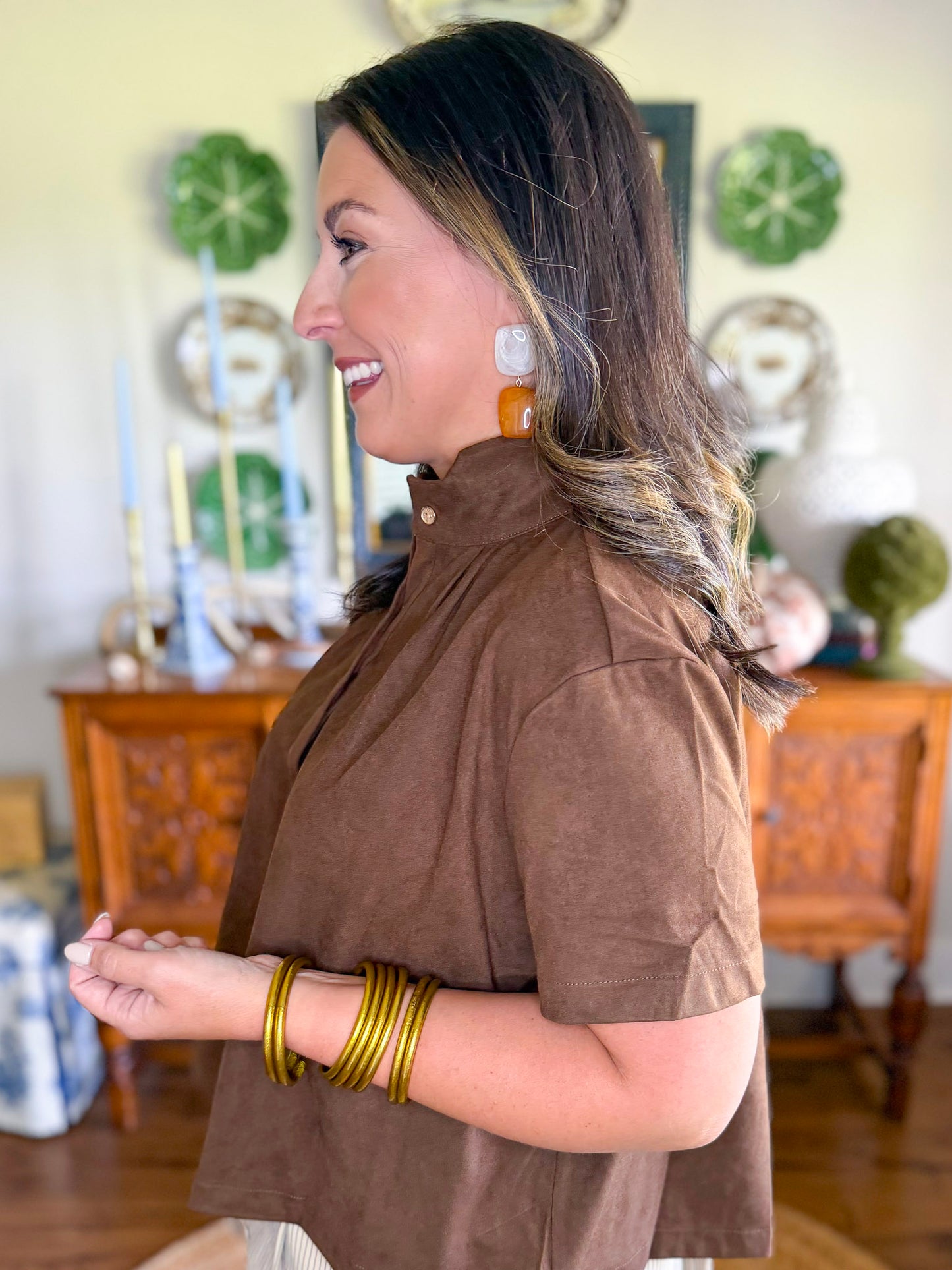 The Elise Blouse in Brown