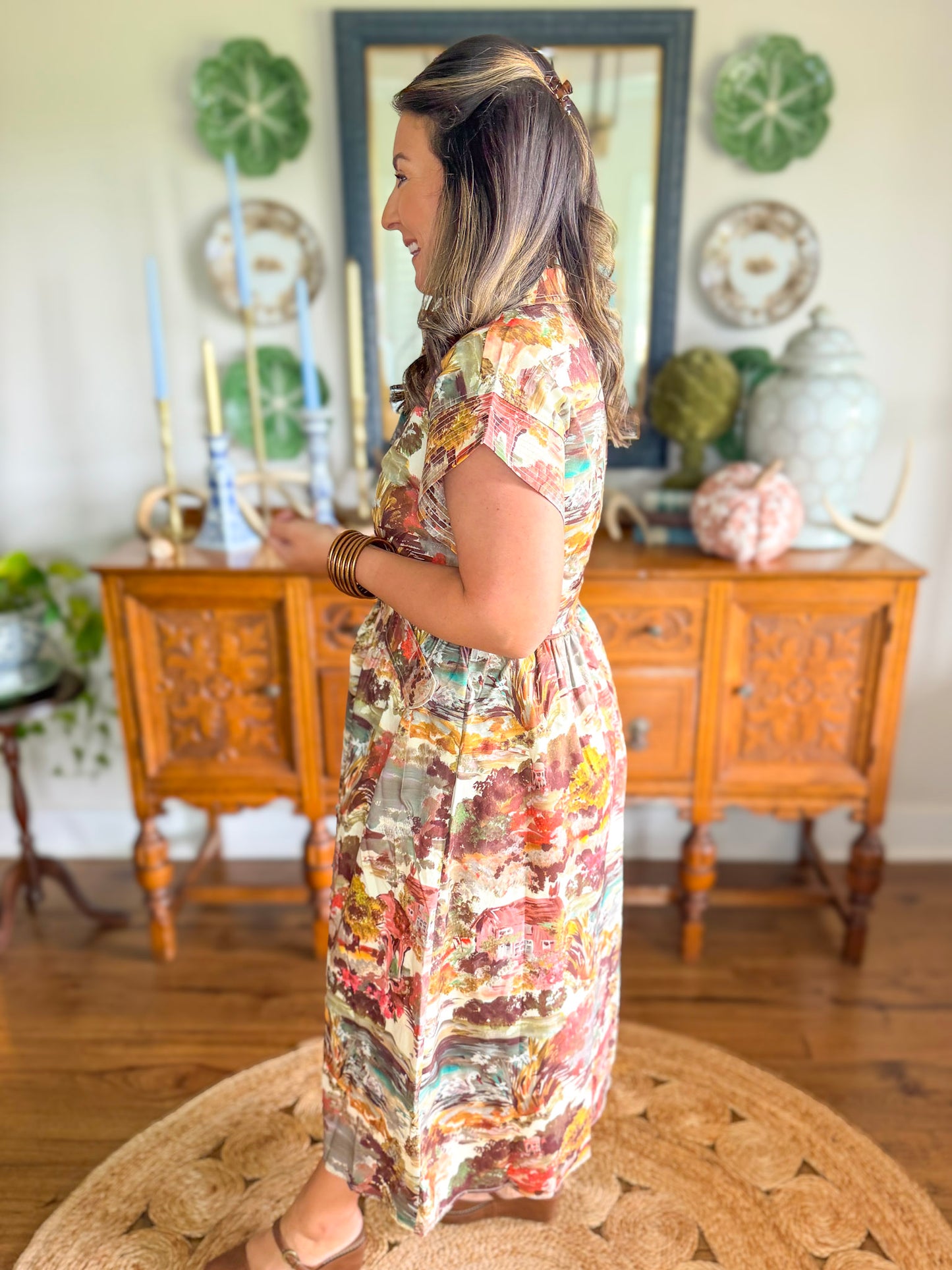 Painted Countryside Midi Dress