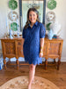 Langley Eyelet Mini Dress in Navy