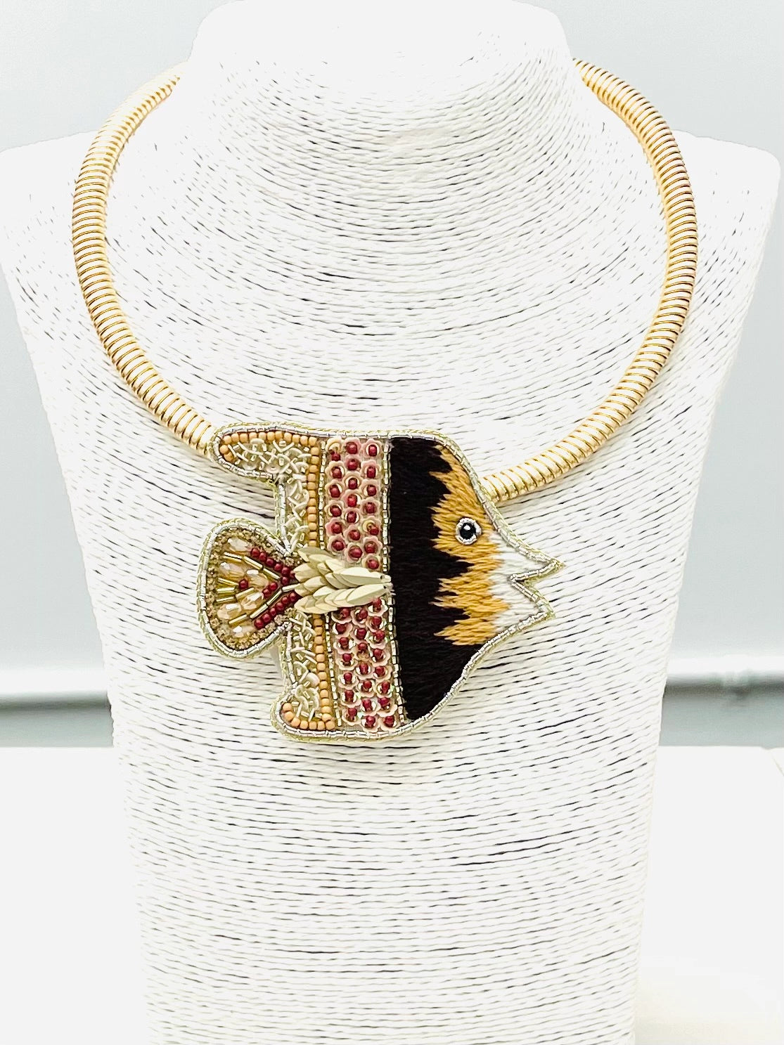 Happy Fish Necklace in Brown/Tan