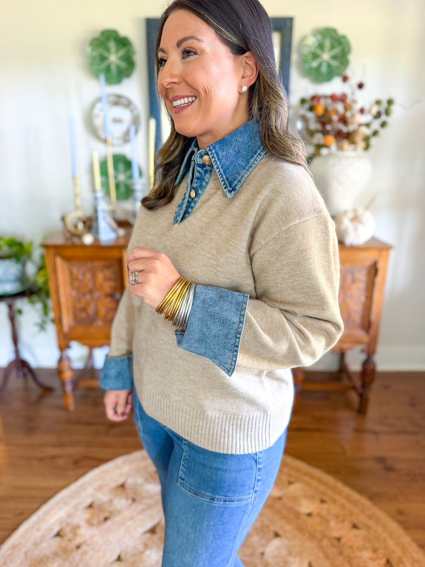 Karlie | Denim Collar Novelty Sweater