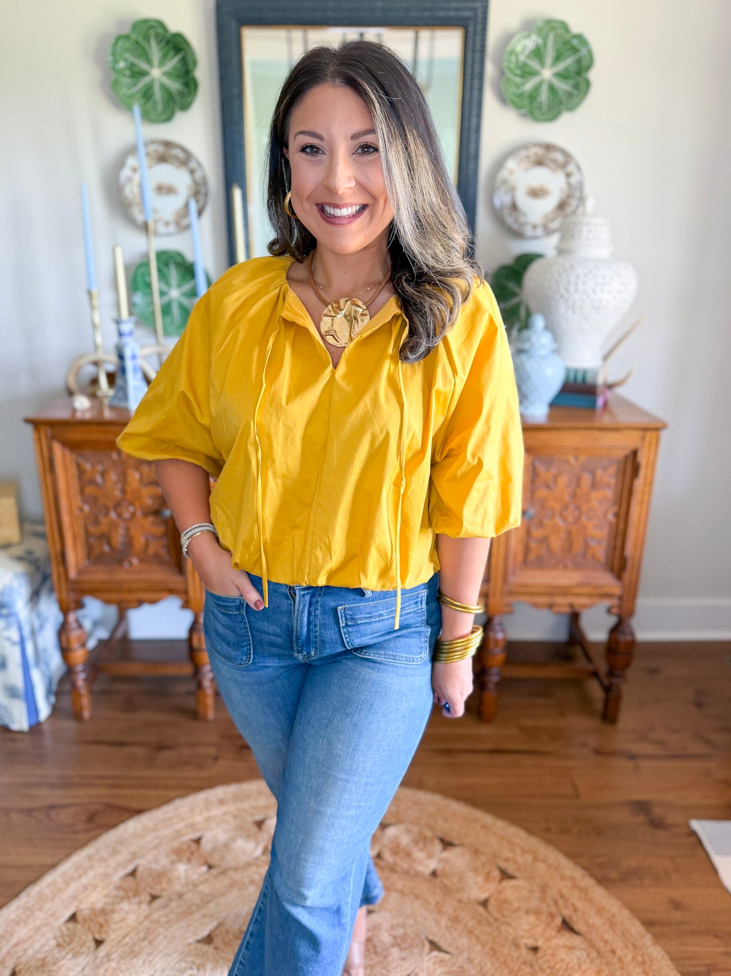 Adrienne | Tatum Bubble Hem Top in Gold