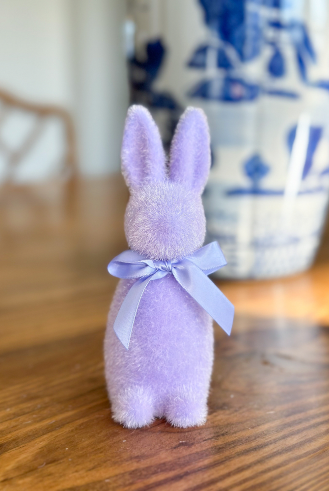 Small Flocked Button Nose Bunny