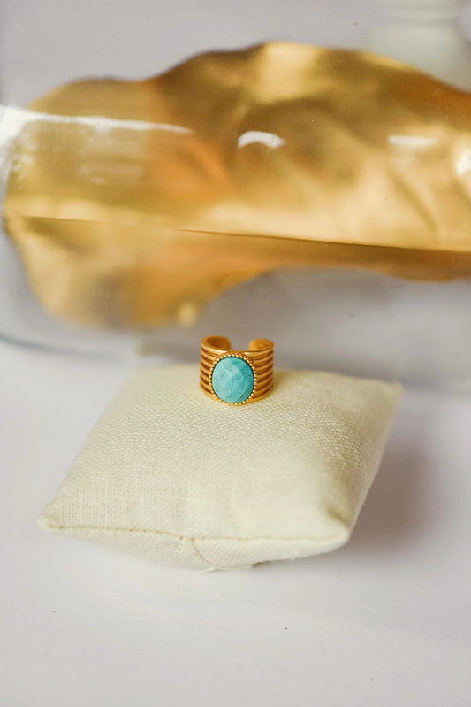 Oval Statement Ring in Natural Turquoise