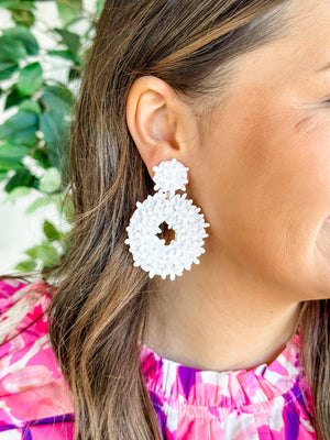 White Flower Burst Earrings