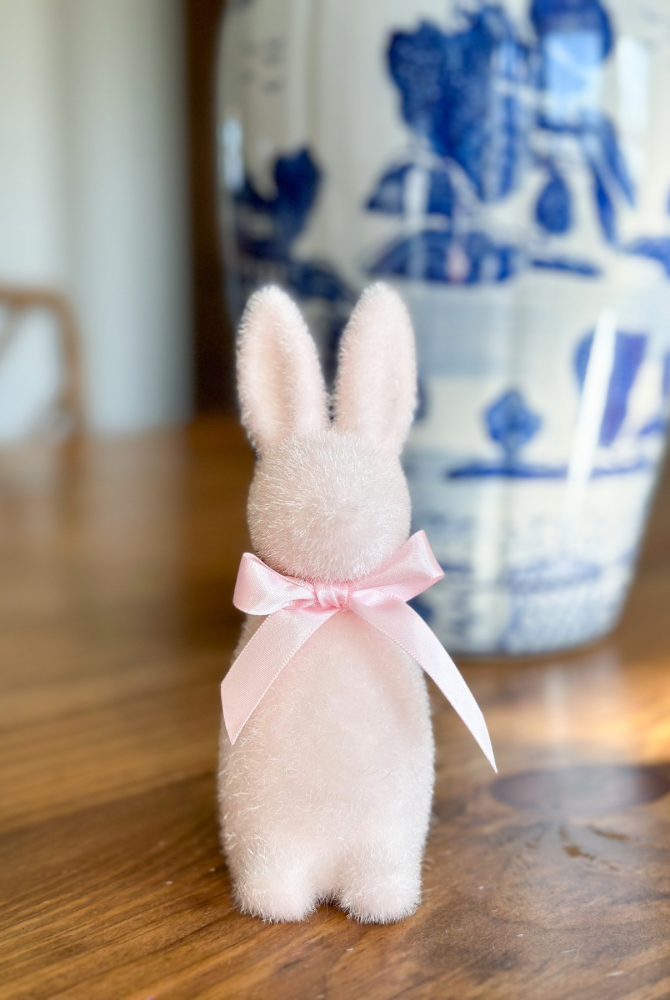 Small Flocked Button Nose Bunny