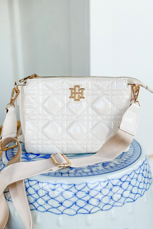 Jace Quilted Crossbody in Ivory
