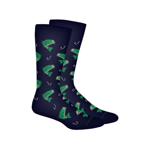 Brown Dog Hooked Bass Socks in Navy