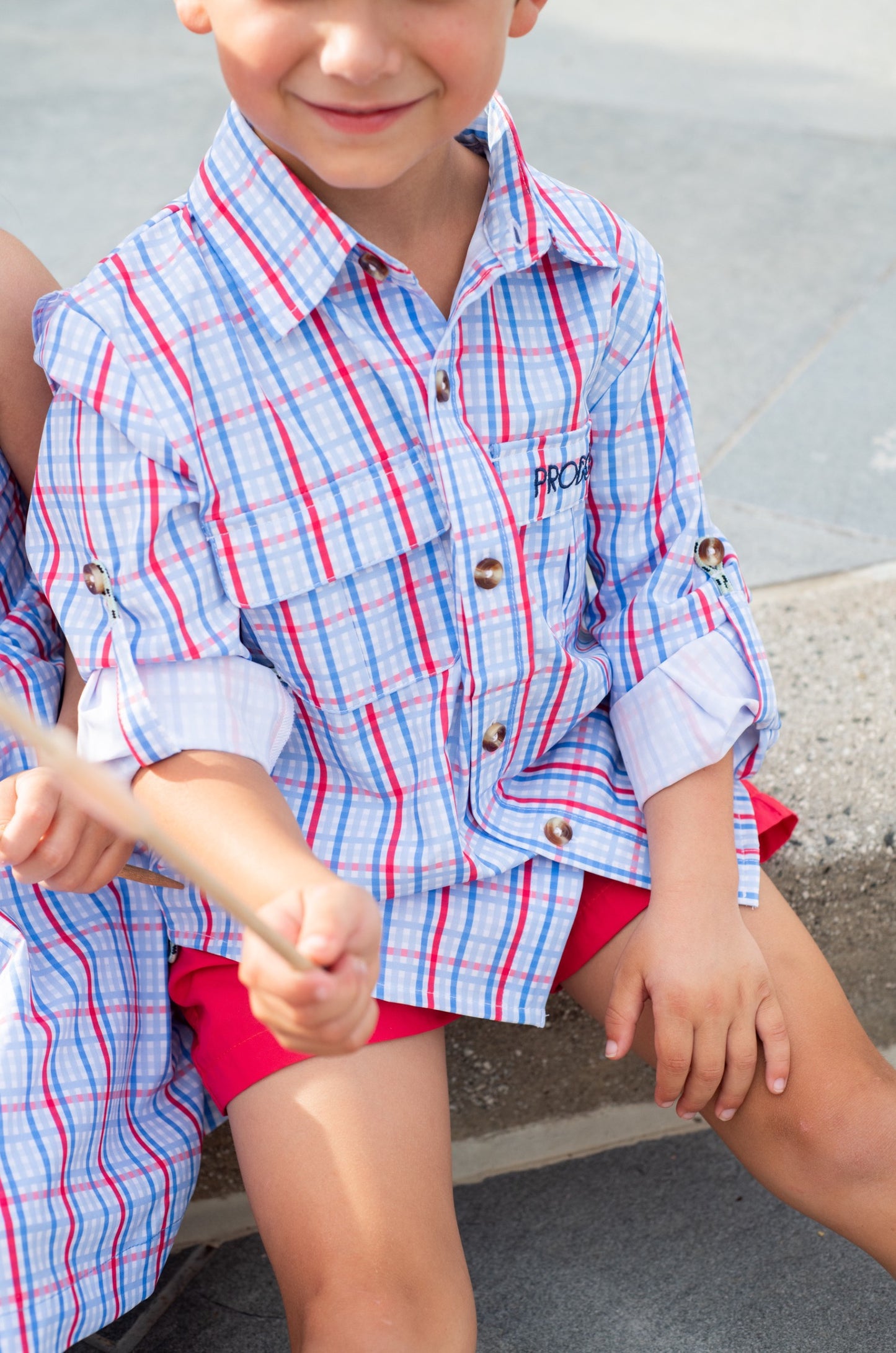 Prodoh | Boy's Founders Fishing Shirt in Patriotic Plaid