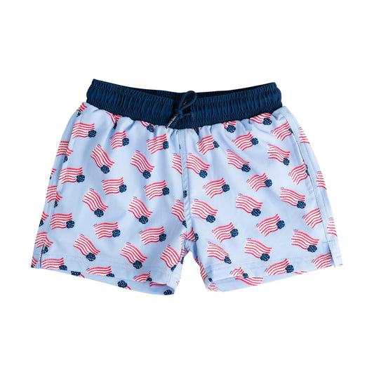 Prodoh I Boys' American Flag Swim Trunks