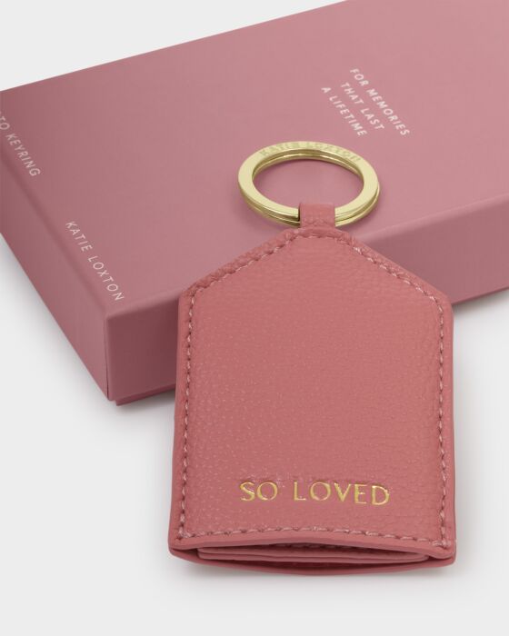 Katie Loxton | Boxed Photo Keychain in Raspberry Pink- So Loved