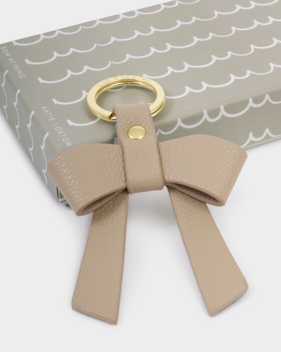 Katie Loxton | Boxed Bow Keychain in Light Taupe