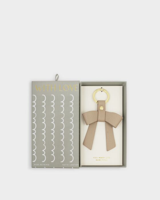 Katie Loxton | Boxed Bow Keychain in Light Taupe