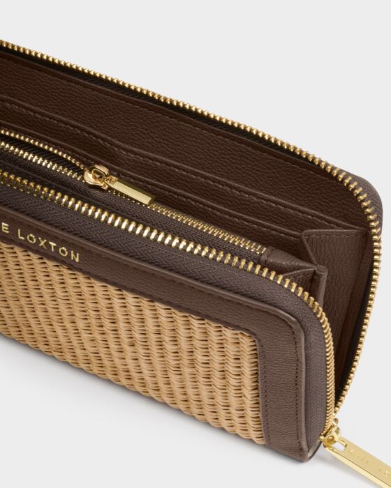 Katie Loxton | Florence Wallet in Bitter Chocolate/Natural Raffia