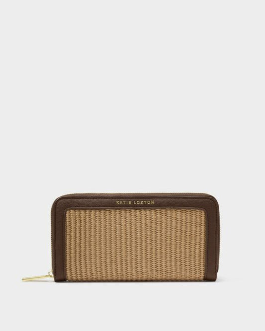 Katie Loxton | Florence Wallet in Bitter Chocolate/Natural Raffia