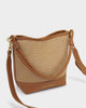 Katie Loxton | Sorrento Striped Raffia Bucket Bag in Natural Raffia/Cognac