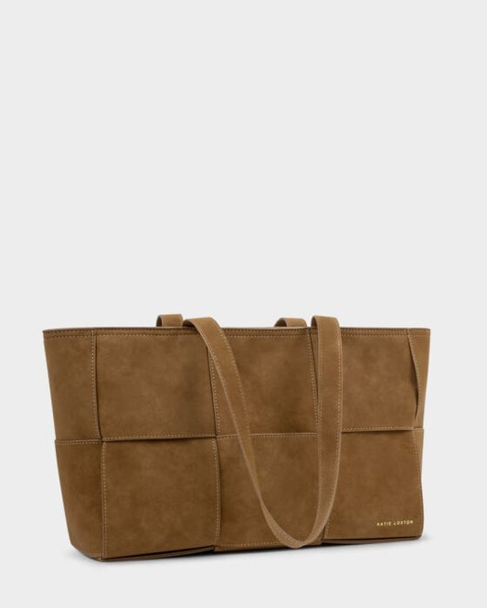 Katie Loxton | Taya Hand Woven Suedette Tote Bag in Caramel