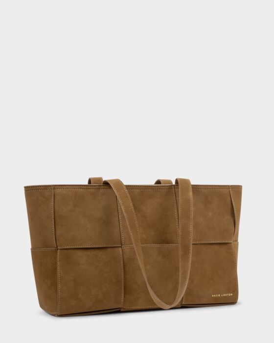 Katie Loxton | Taya Hand Woven Suedette Tote Bag in Caramel