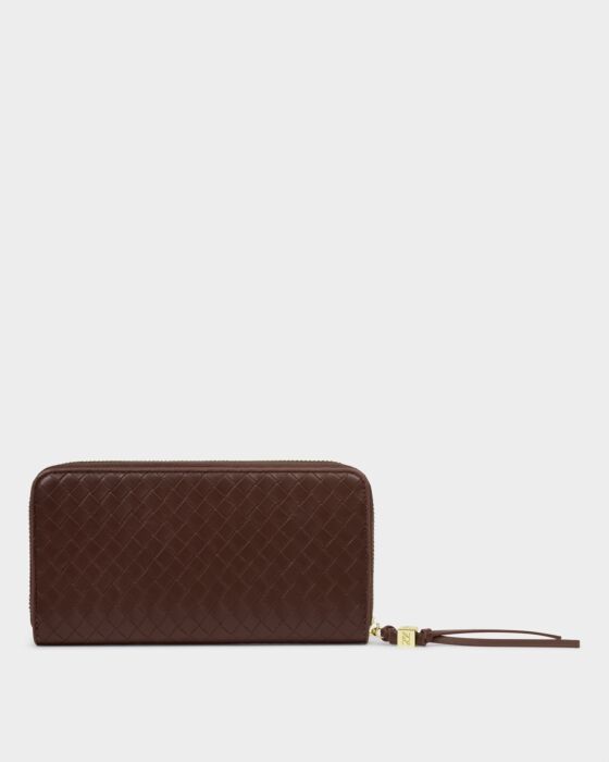 Katie Loxton | Nova Woven Texture Large Wallet in Chocolate