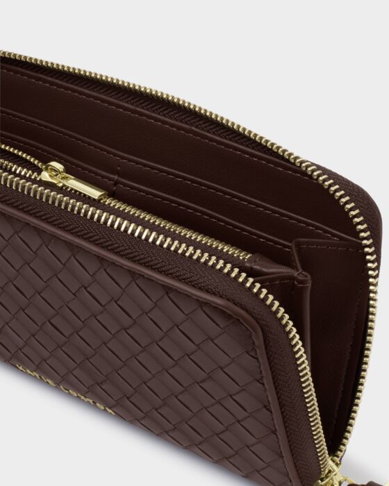 Katie Loxton | Nova Woven Texture Large Wallet in Chocolate