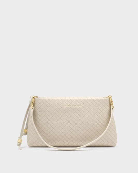 Katie Loxton | Nova Hand Woven Small Shoulder Tote in Oyster