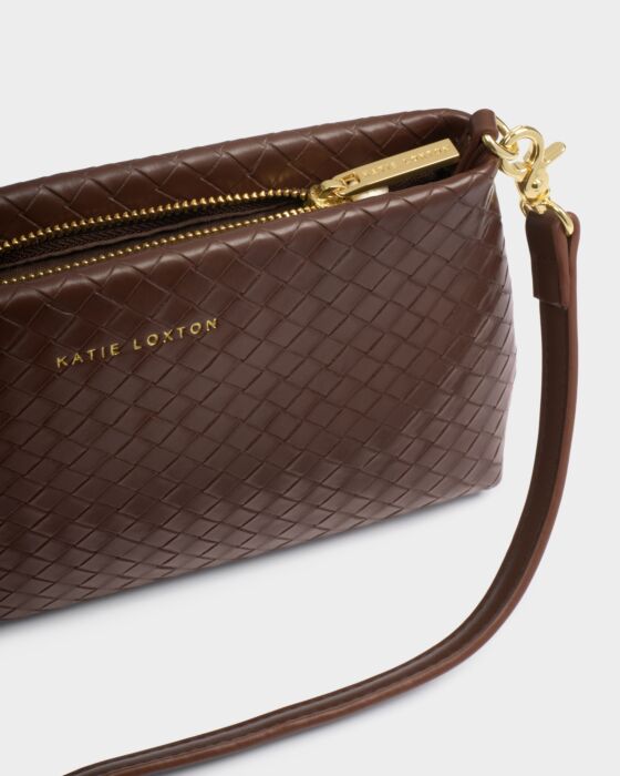 Katie Loxton | Nova Hand Woven Small Shoulder Tote in Chocolate
