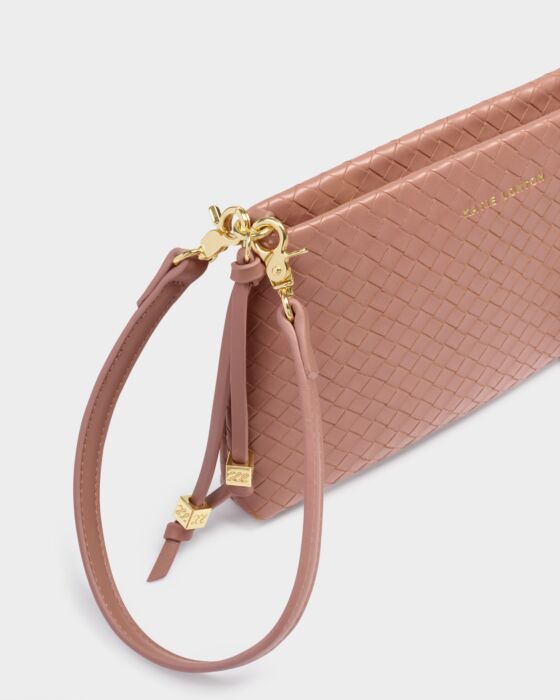 Katie Loxton | Nova Hand Woven Small Shoulder Tote in Pink Clay