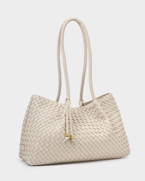 Katie Loxton | Nova Hand Woven Small Shoulder Tote in Oyster